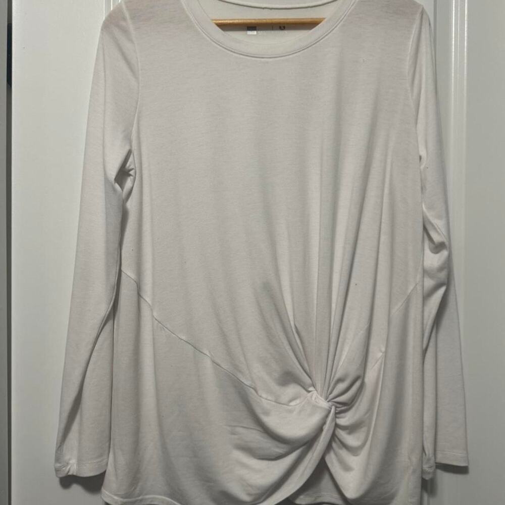 Xersion Long Sleeve Top Womens Large White Twist Front Activewear